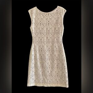 Women's Cream Lace Sheath Dress